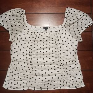 Polka Dot Puff Sleeve Top